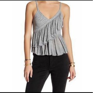 Free People Gray Ruffle Top